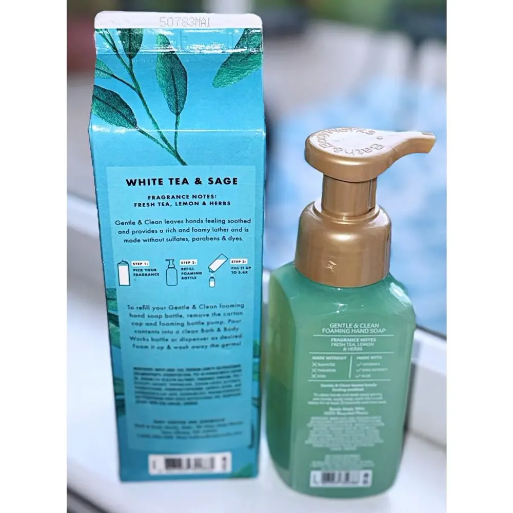 Bath & Body Works White Tea & Sage 8.75oz Foaming Hand Soap + 32oz Refill
